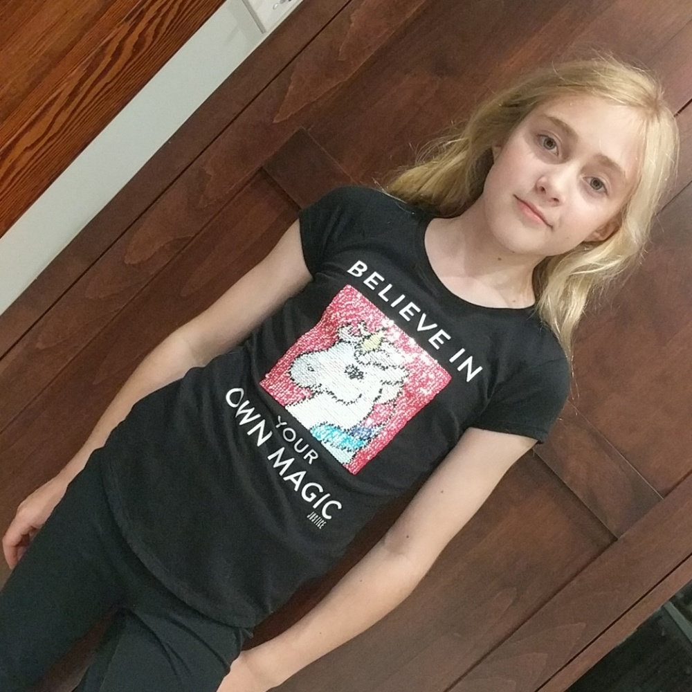 Black flip sequin shirt